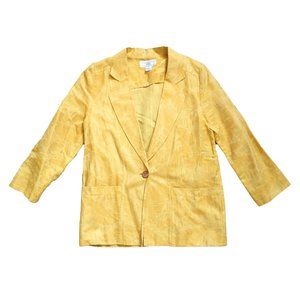 Vintage Christian Dior Golden Yellow Tropical Leaf Brocade Blazer – 8